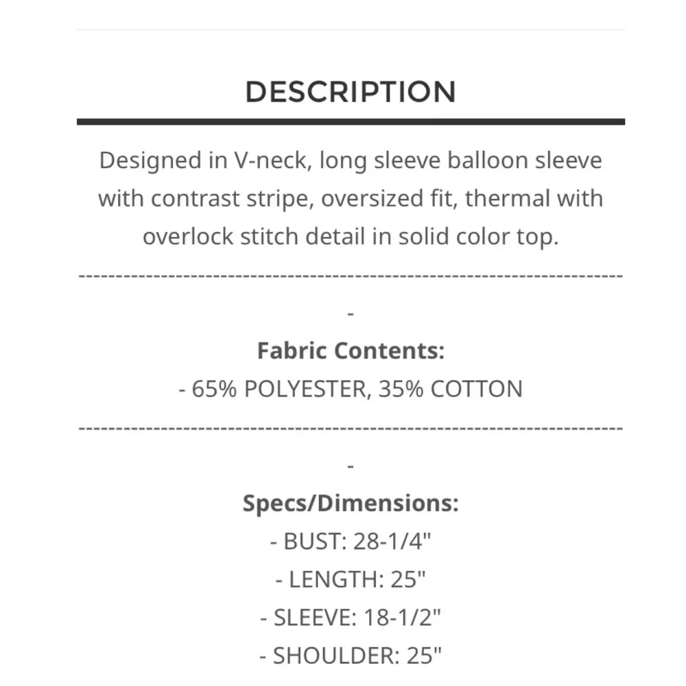 $38 start 238 ❤️POL V neck contrast stripe thermal top - Picture 5 of 5